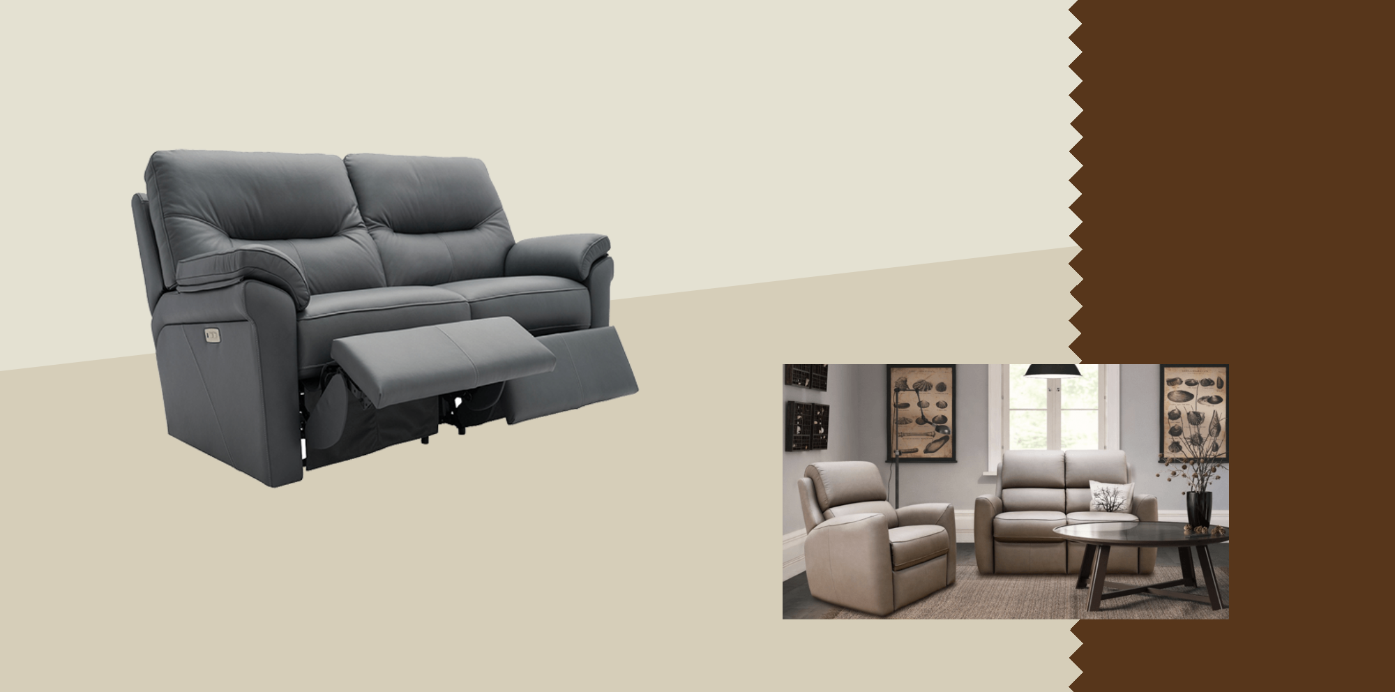 Leather 2 Seater Power Recliner Sofas